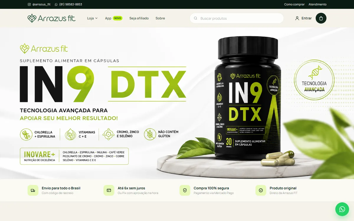 Página inicial da loja Arrazus FIT